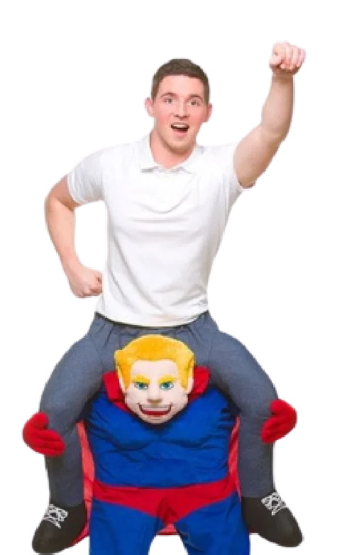 riding mascotte superman