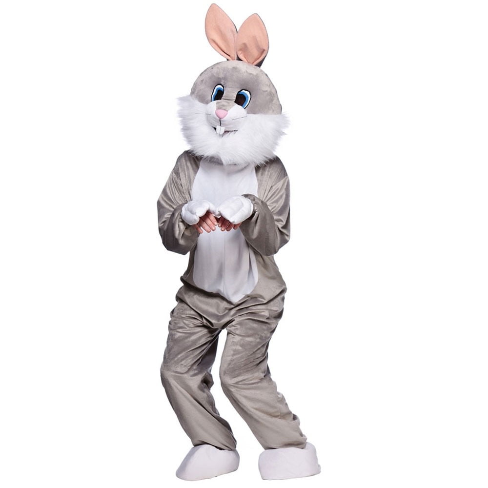 Achat mascotte lapin gris pas chère. Déguisement mascotte lapin. Mascotte discount lapin.
